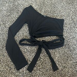 SHEIN wrap cropped one shoulder top